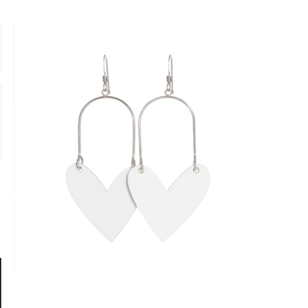 Nickel and Suede White Sweethearts Leather Earrings